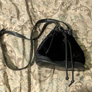 Vintage Merlin Goth Purse, leather & faux fur